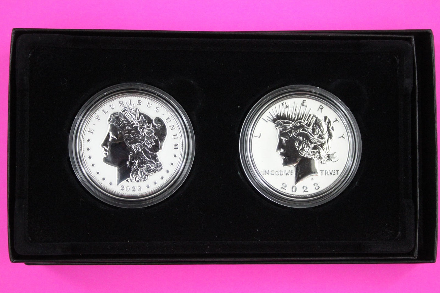 Gem 2023 Morgan & Peace Dollar Reverse Proof 1.7 Ounces of Silver Box & COA 7048