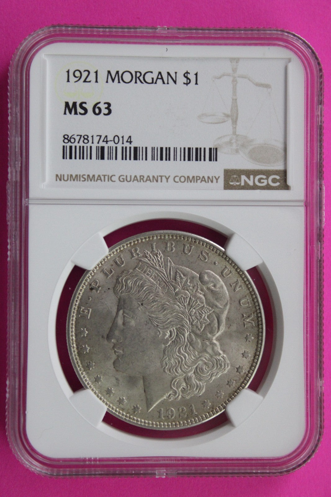 1921 P MS 63 Liberty Morgan Silver Dollar NGC Certified Graded Authentic 887