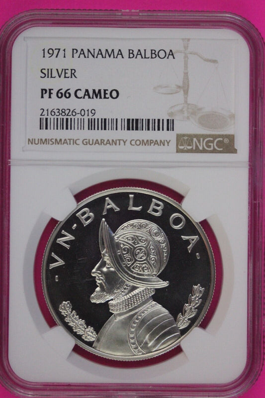 1971 Panama PF 66 Cameo Proof Silver Balboa NGC Certified Graded Slab 1075