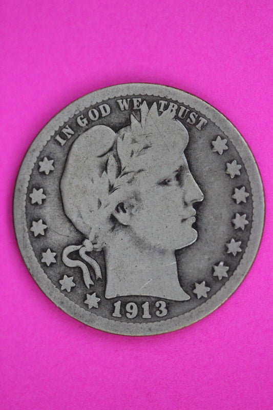 1913 P Barber Liberty Silver Quarter Guaranteed Authentic & Genuine Coin 1460