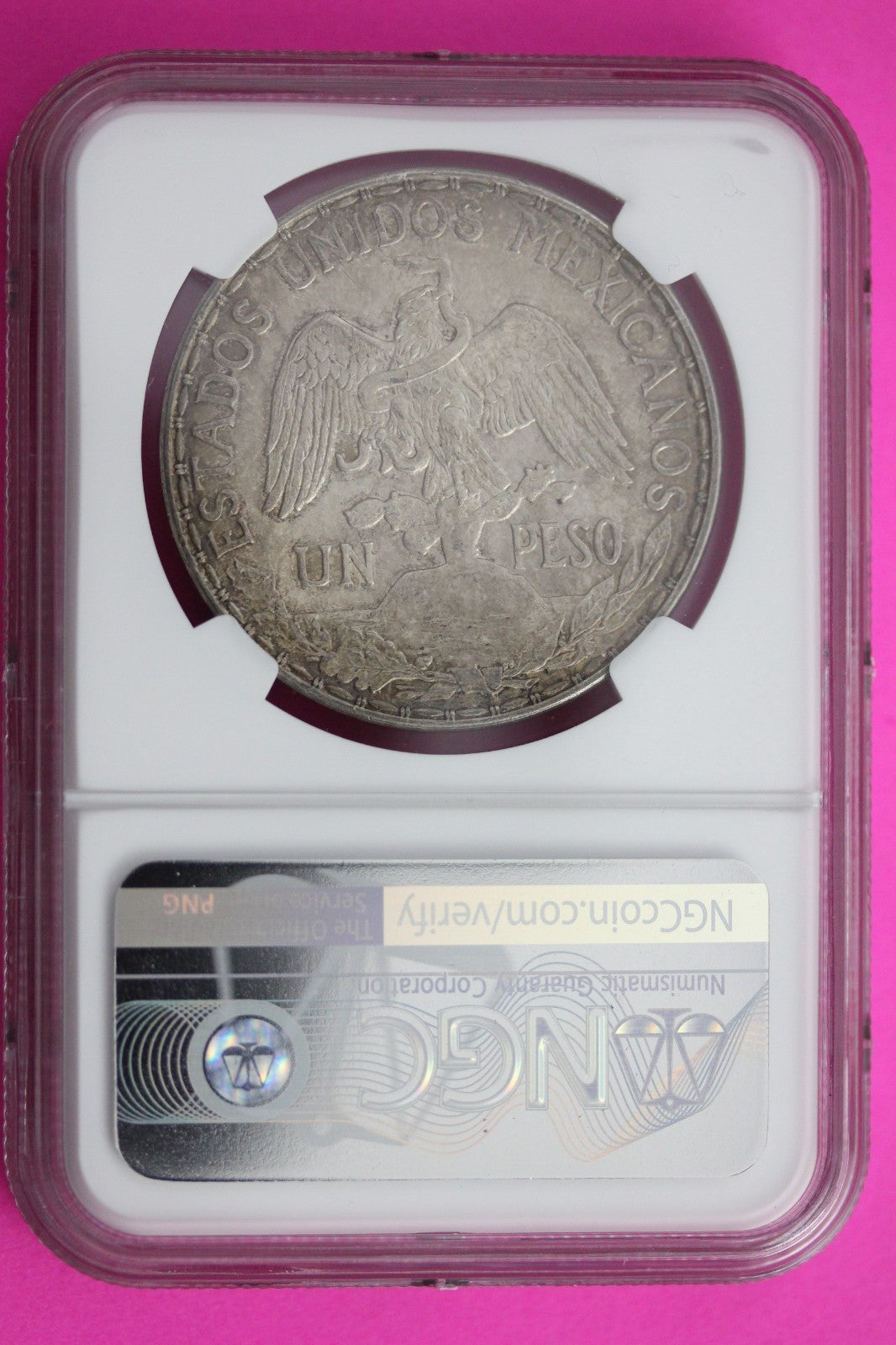 1913 MS 62 Mexico Peso Silver Coin NGC Certified Authentic Graded Slab 645