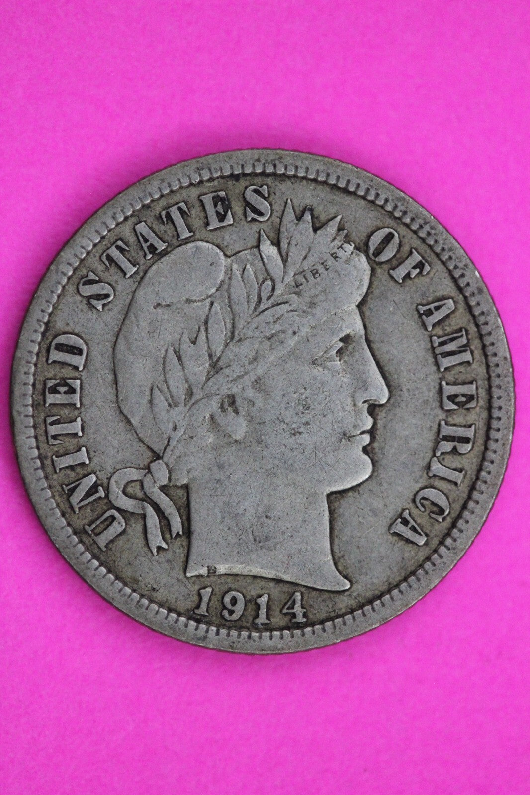 High Grade 1914 D Barber Liberty Dime Semi Key Date Silver Coin Philadelphia 17