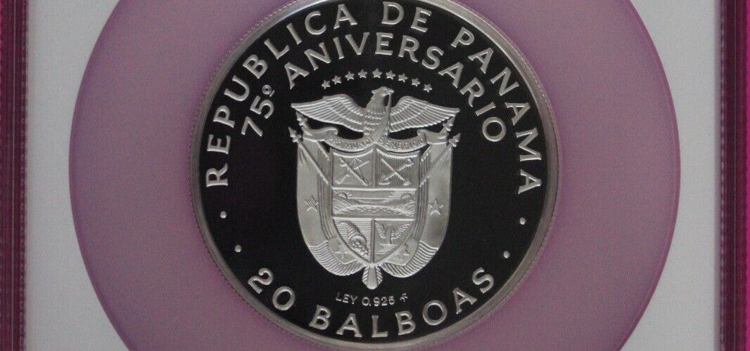 1978 Panama Silver 20 Balboas PF 68 Ultra Cameo NGC Certified Graded Slab 7034