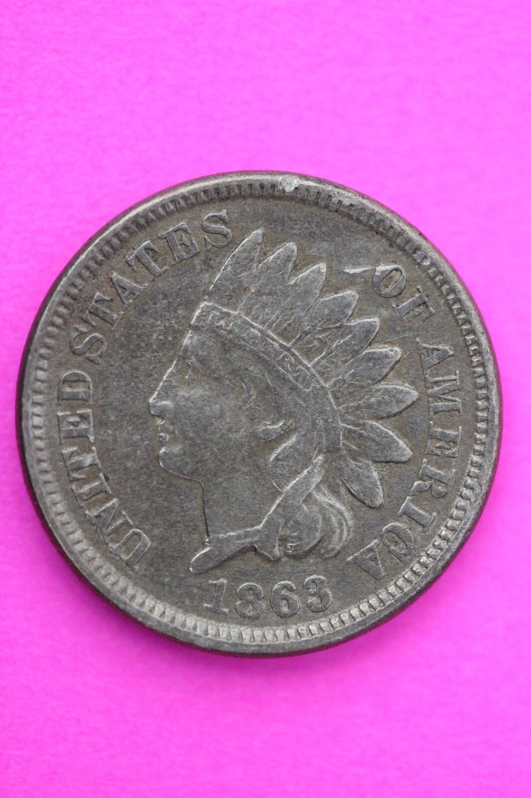 1863 Copper Nickel Indian Head Cent Penny Exact Early Type Coin Pictured 33