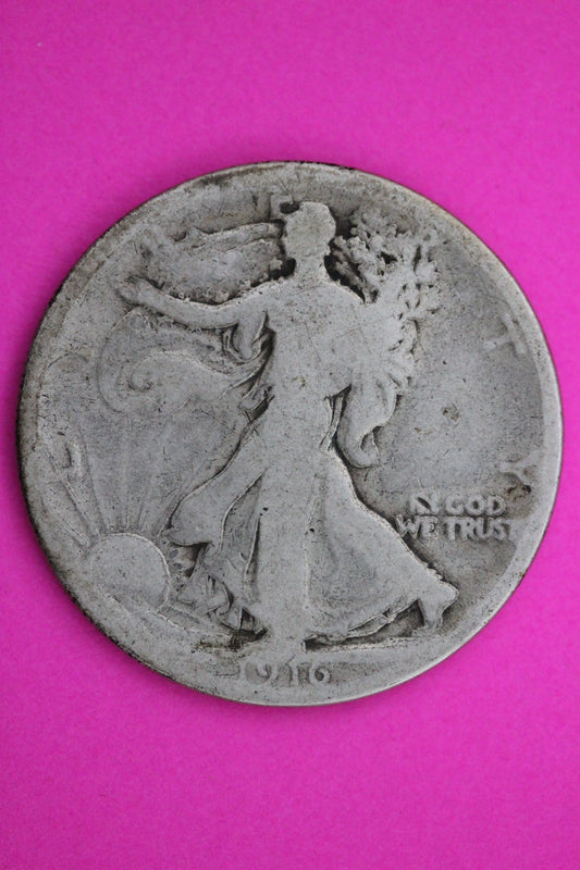 1916 P Walking Liberty Silver Half Dollar Guaranteed Authentic Genuine Coin 2316