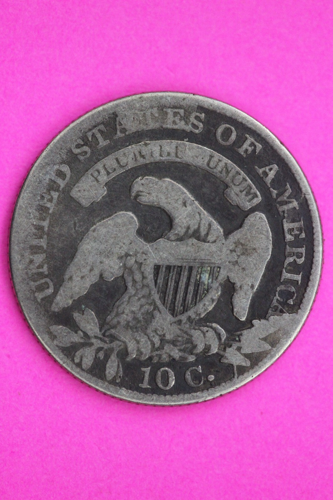1834 Bust Capped Dime Reverse Rim Cud Lady Liberty Silver Coin Authentic 1294
