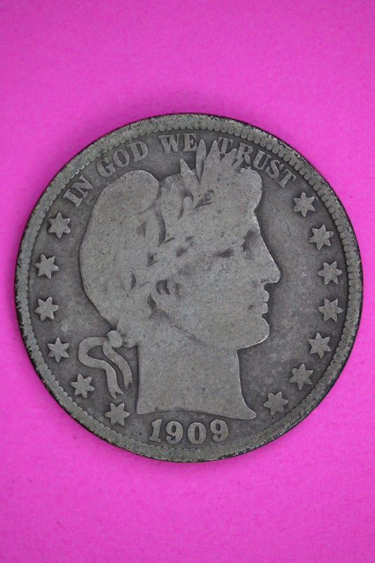 1909 Inverted S Barber Liberty Half Dollar Silver Guaranteed Authentic Coin 2898