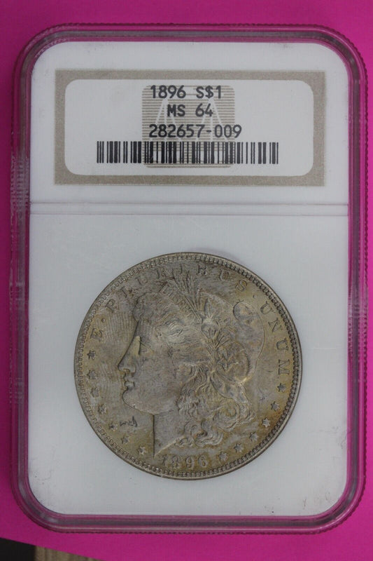 Toned 1896 P MS 64 Liberty Morgan Silver Dollar NGC Certified Graded Slab 415