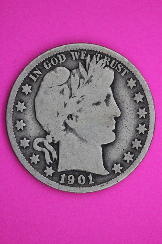 1901 O Barber Liberty Silver Half Dollar Guaranteed Authentic Genuine Coin 2328