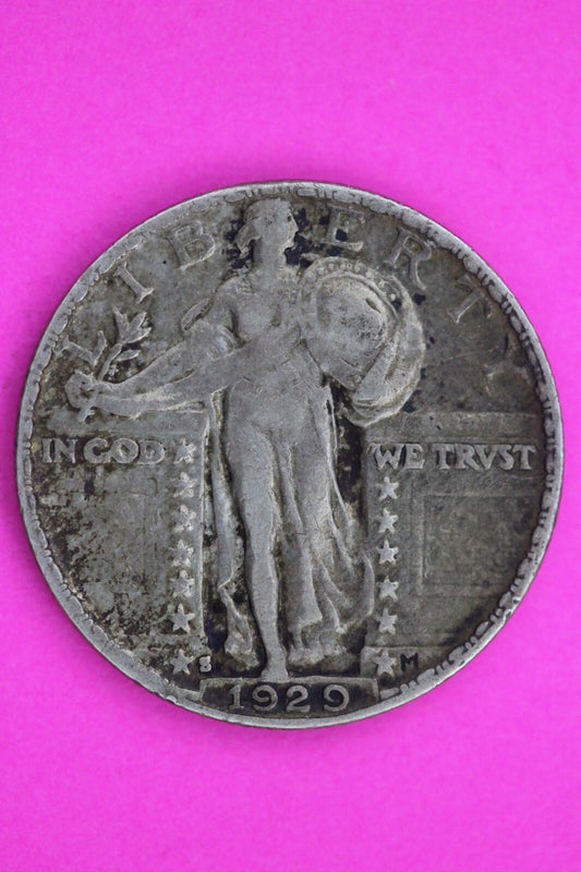 1929 S Standing Liberty Silver Quarter Guaranteed Authentic & Genuine Coin 1221