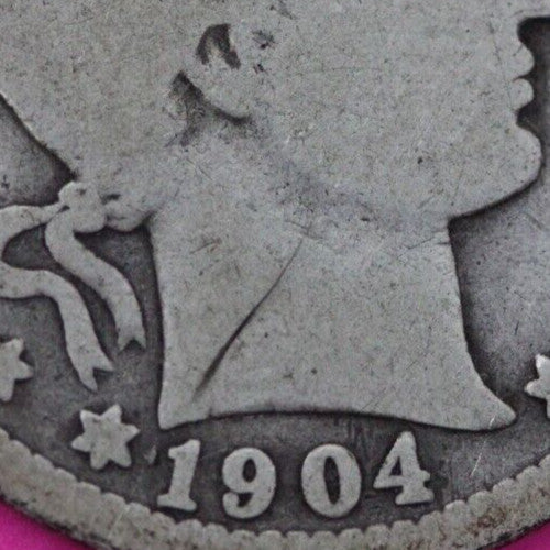 1904 O Barber Liberty Silver Quarter Scarce Semi Key Date New Orleans Mint 19