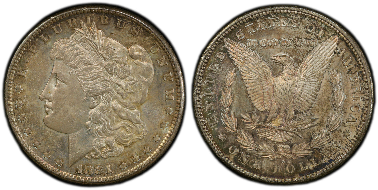 Toned 1881 S MS 62 Morgan Liberty Silver Dollar PCGS Certified Graded Slab 218
