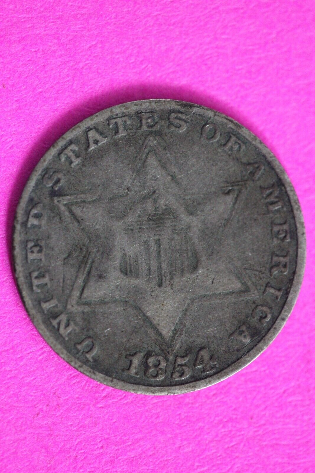 1854 Trime 3 Three Cent Silver Dime Exact Coin Shown In Pics Semi Key Date 48