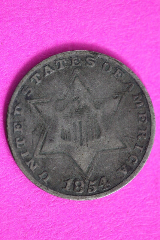 1854 Trime 3 Three Cent Silver Dime Exact Coin Shown In Pics Semi Key Date 48