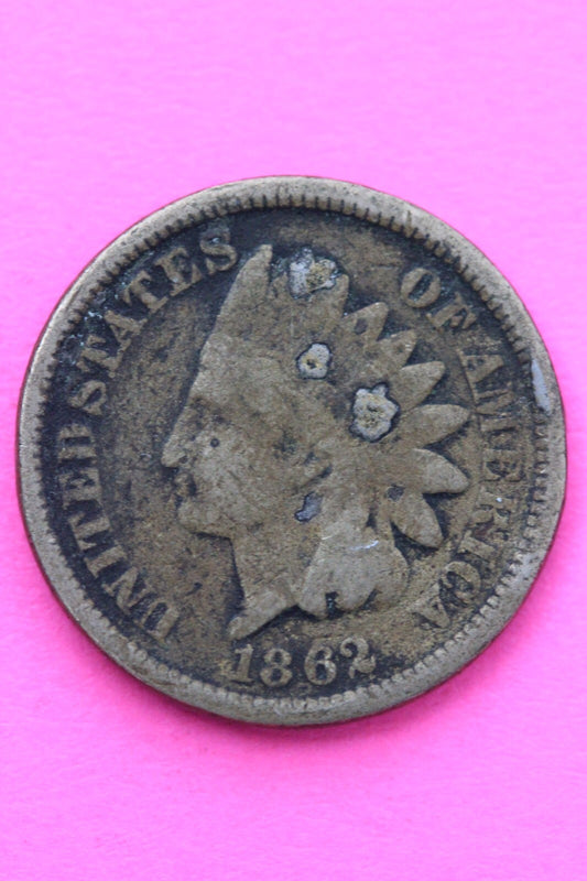 1862 Copper Nickel Indian Head Cent Penny Exact Early Type Coin Pictured 184