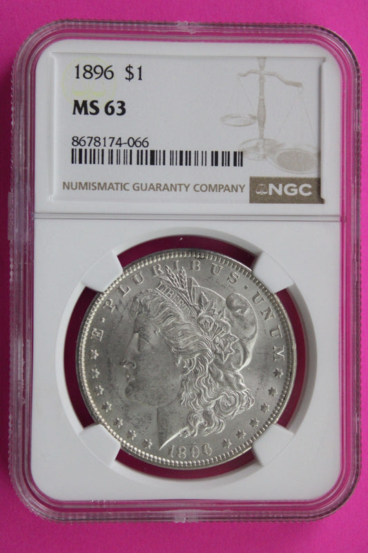 1896 P MS 63 Liberty Morgan Silver Dollar NGC Certified Graded Authentic 831