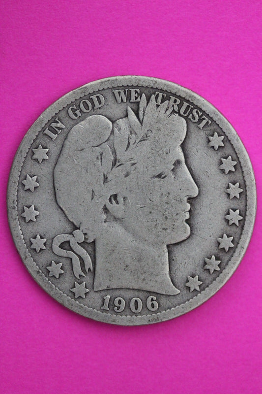 1906 S Barber Liberty Half Dollar Silver Coin Scarce Semi Key Date Genuine 0425N