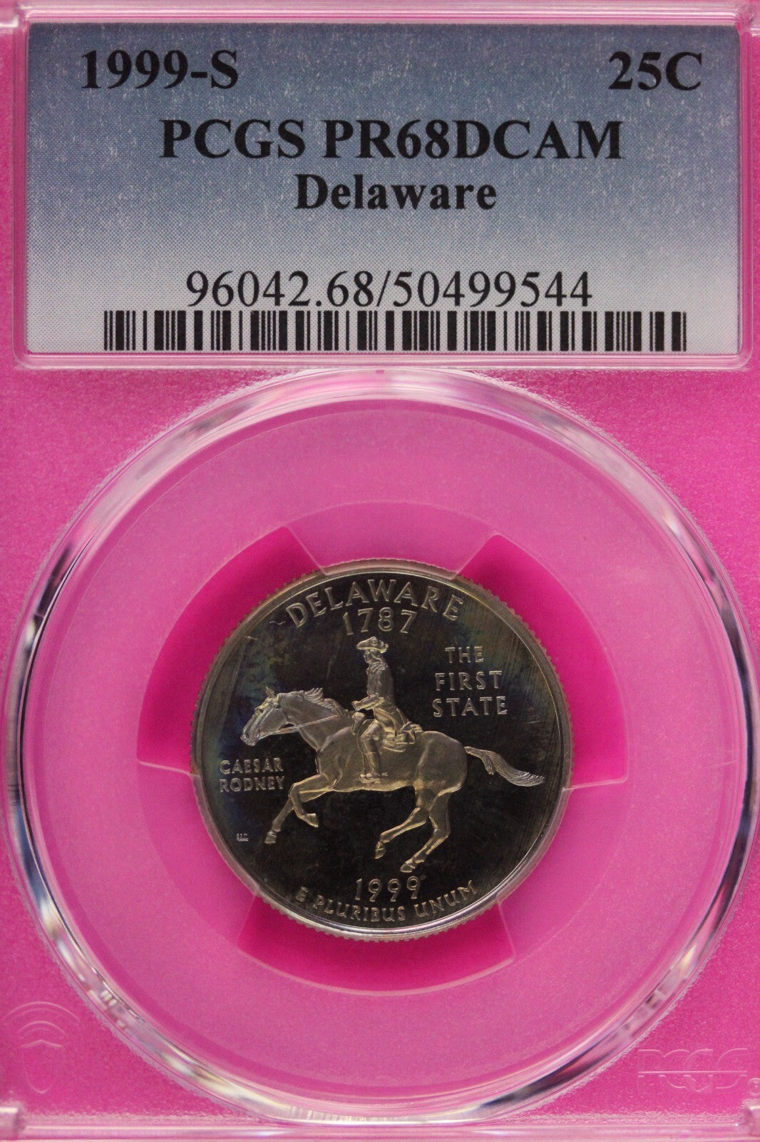 Toned 1999 S PR 68 DCAM Delaware State Quarter PCGS Graded Certified 114