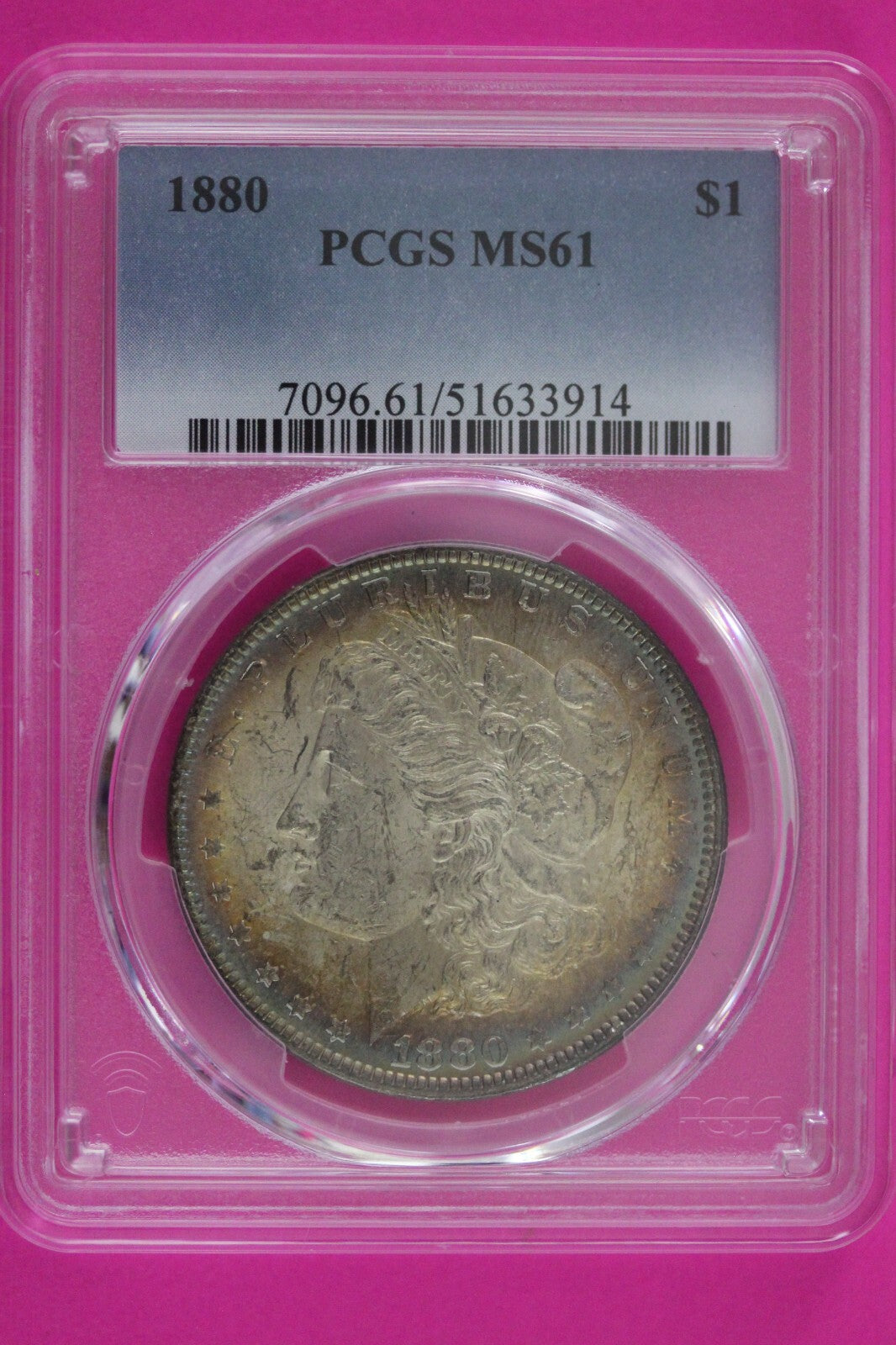 Toned 1887 P MS 61 Liberty Morgan Silver Dollar PCGS Certified Graded Slab 1087