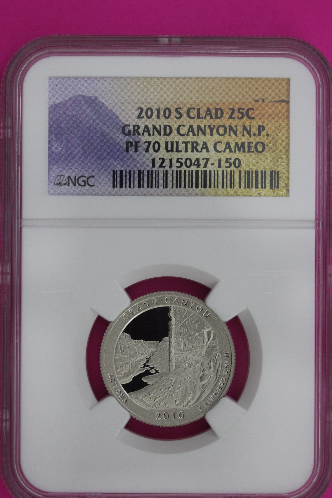 2010 S PR 70 Clad Grand Canyon Parks Quarter NGC Certified Authentic Slab 200