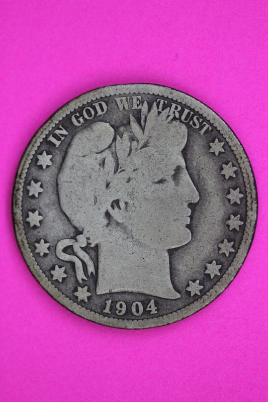 1904 S Barber Liberty Half Dollar Silver Coin Guaranteed Authentic Genuine 1496