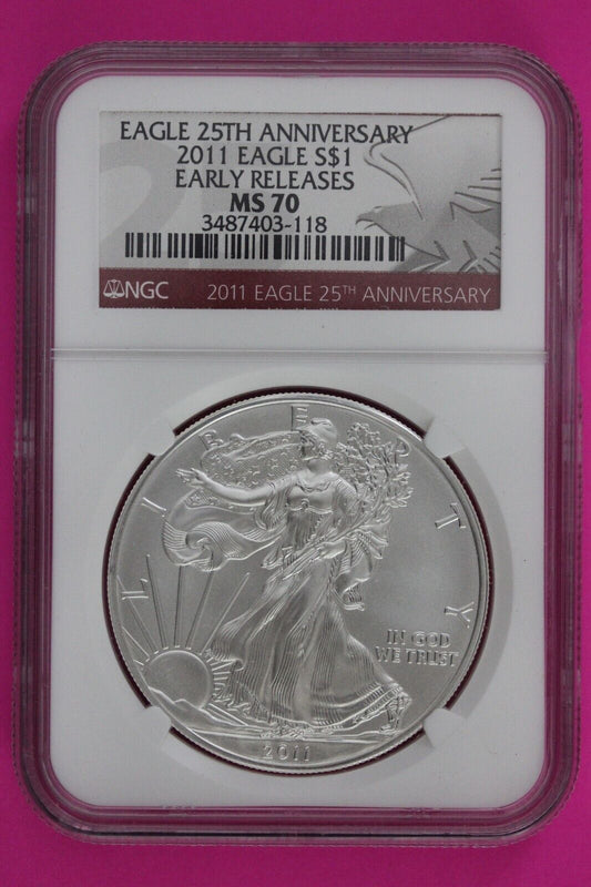 2011 MS 70 Silver American Eagle 25th Anniversary NGC Graded First Releases 281