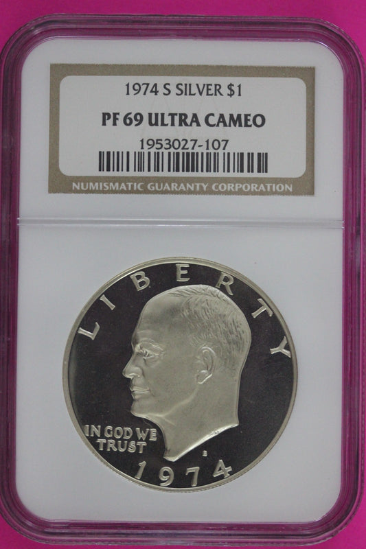 1974 S PR 69 UCAM Silver Ike Eisenhower Dollar NGC Certified Authentic Slab 47