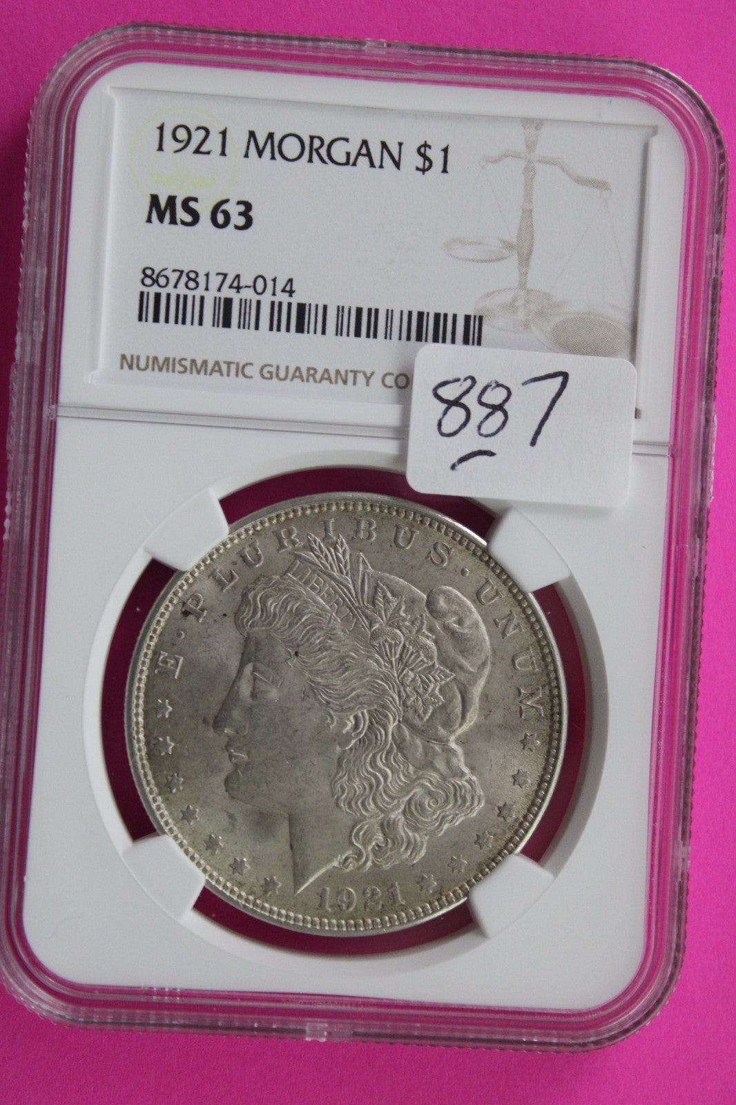 1921 P MS 63 Liberty Morgan Silver Dollar NGC Certified Graded Authentic 887