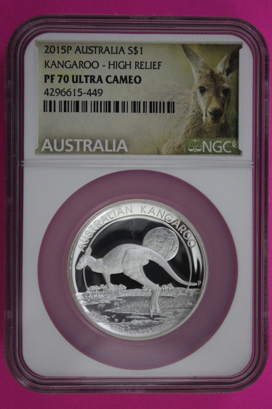 2015 PF 70 High Relief Australia Kangaroo $1 Dollar NGC Certified Graded 6088