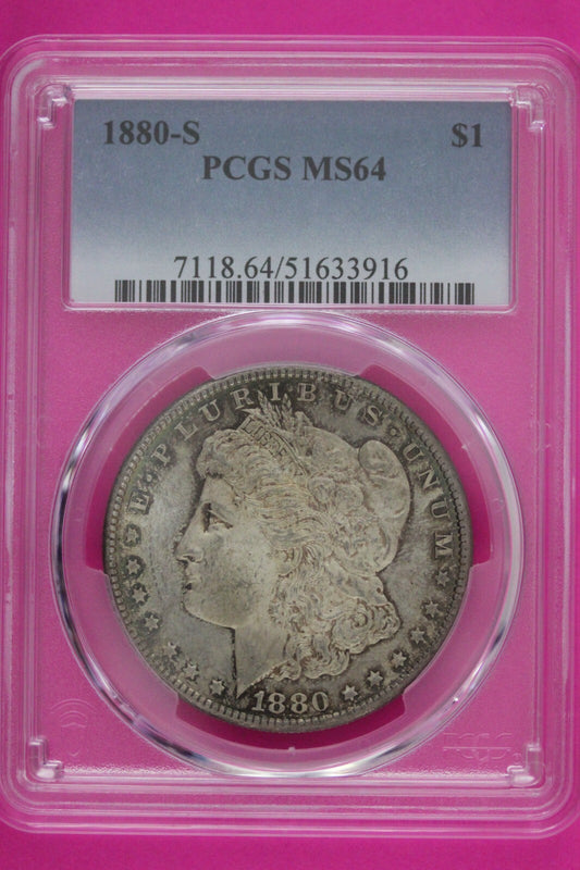 Nicely Toned 1880 S MS 64 Liberty Morgan Silver Dollar PCGS Certified Slab 772