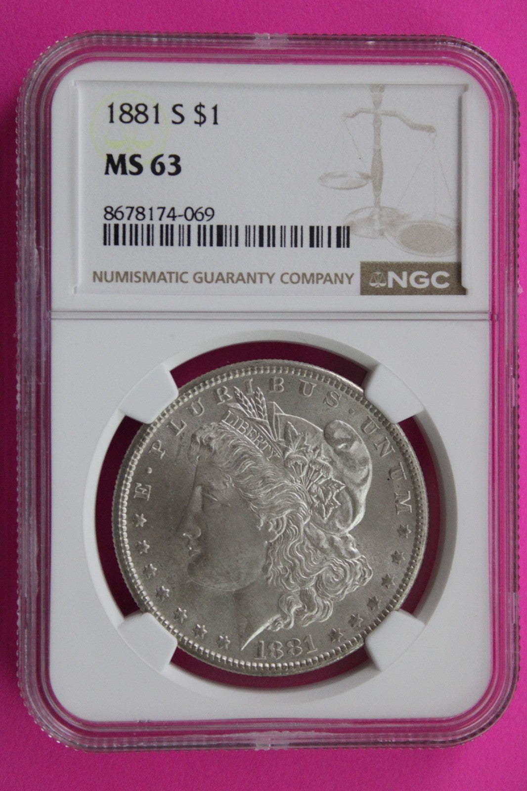 1881 S MS 63 Liberty Morgan Silver Dollar NGC Certified Graded Authentic 777
