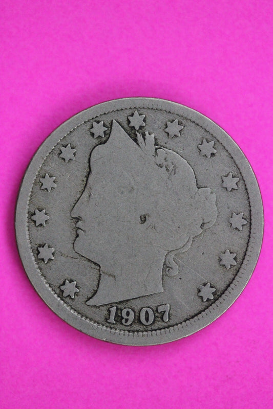 Mint Error Rotated Die 1907 V Liberty Nickel Guaranteed Authentic Genuine 1518