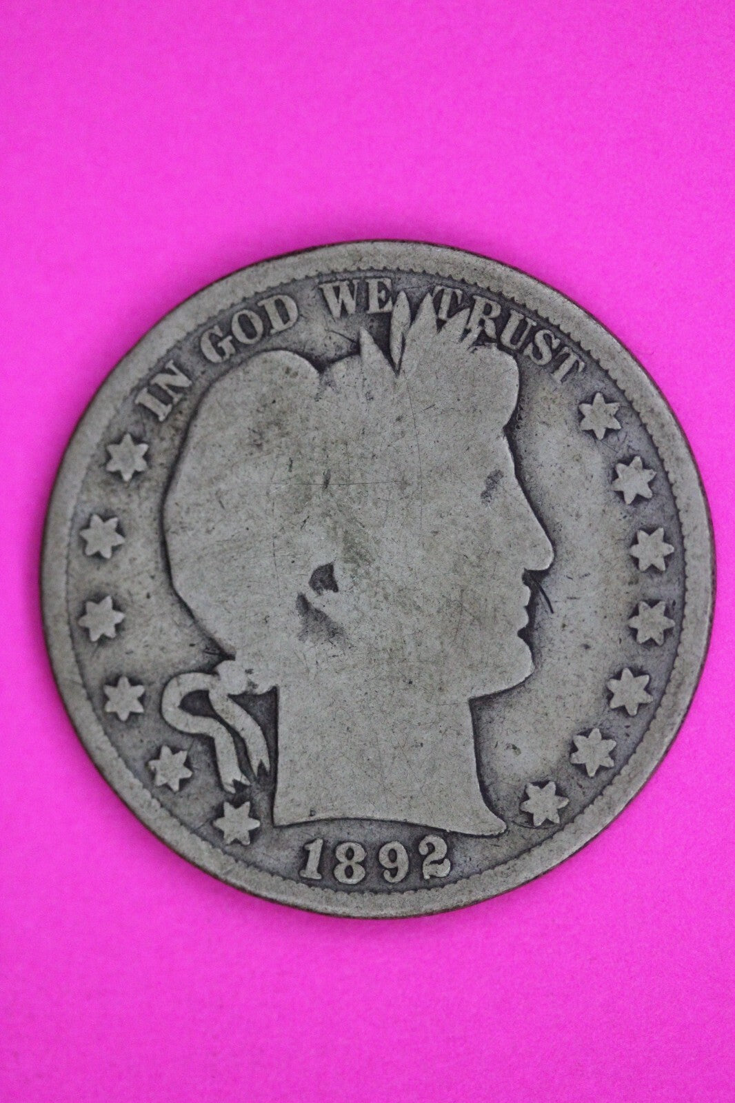 1892 P Barber Liberty Half Dollar Silver Coin Guaranteed Authentic Genuine 1494