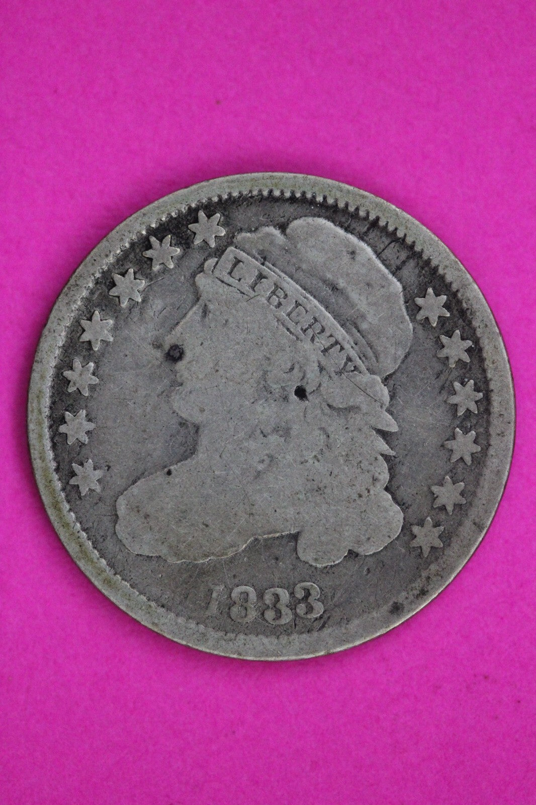 1833 Bust Capped Dime Lady Liberty Silver Coin Guaranteed Authentic Genuine 1535