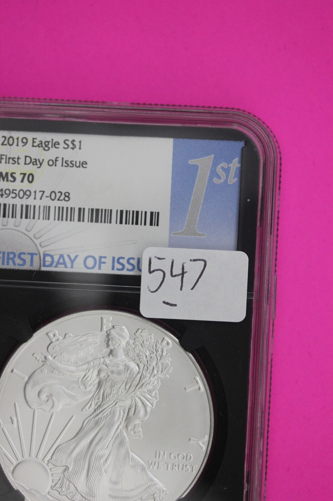 2019 MS 70 Silver Eagle Coin 1 OZ .999 NGC Certified Graded Authentic Slab 547