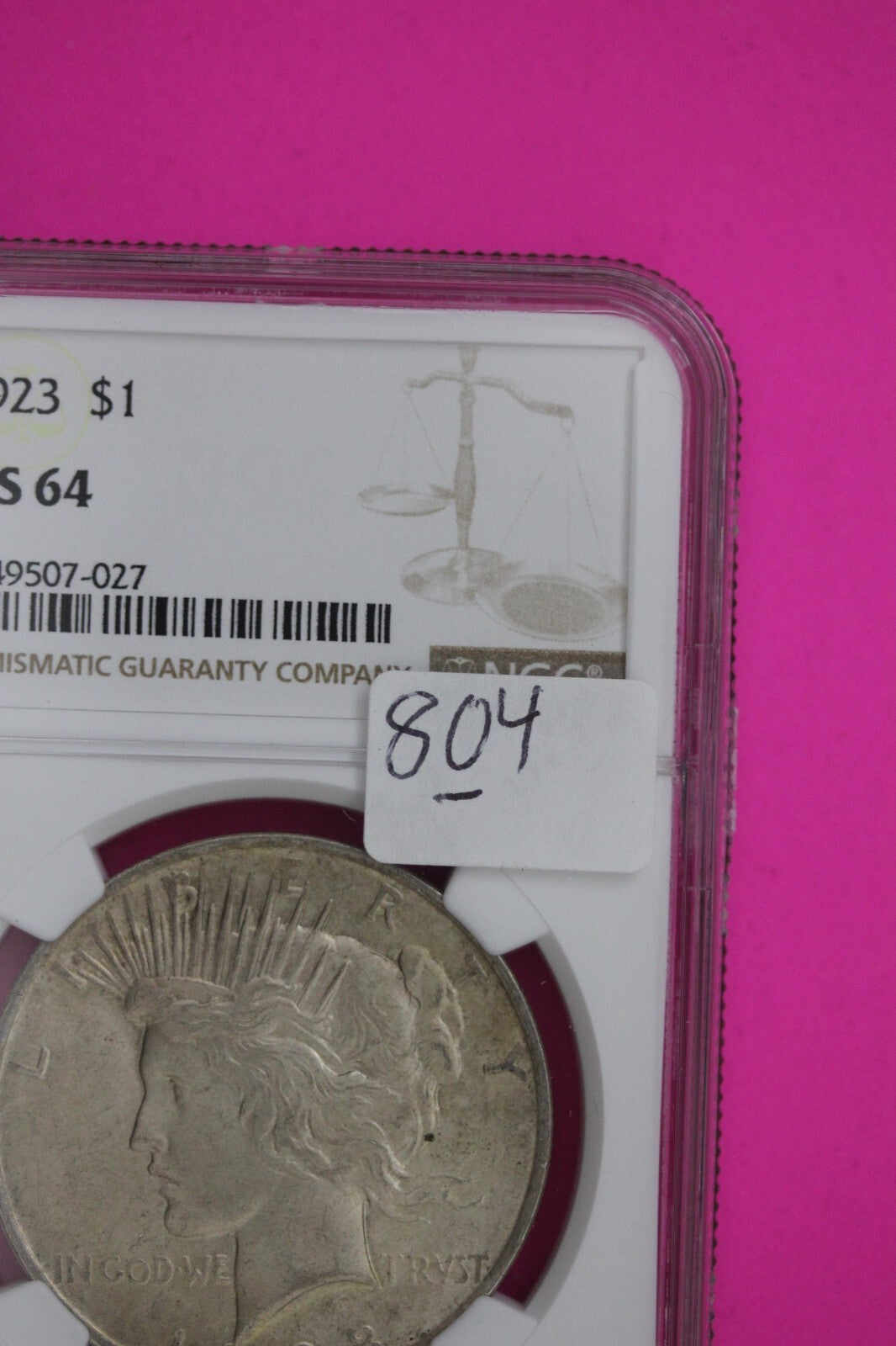 1923 P MS 64 Liberty Peace Silver Dollar NGC Certified Graded Authentic Coin 804