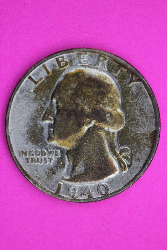 Toned 1949 D George Washington Quarter Scarce High Grade Silver Coin 0030