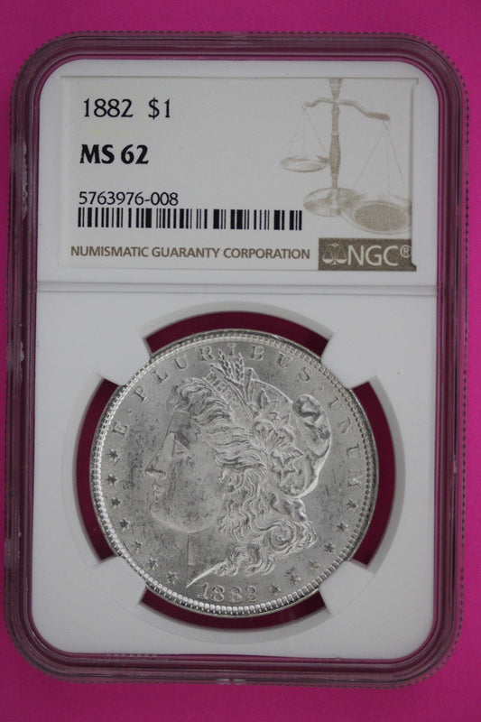 1882 P MS 62 Liberty Morgan Silver Dollar NGC Certified Graded Authentic 961