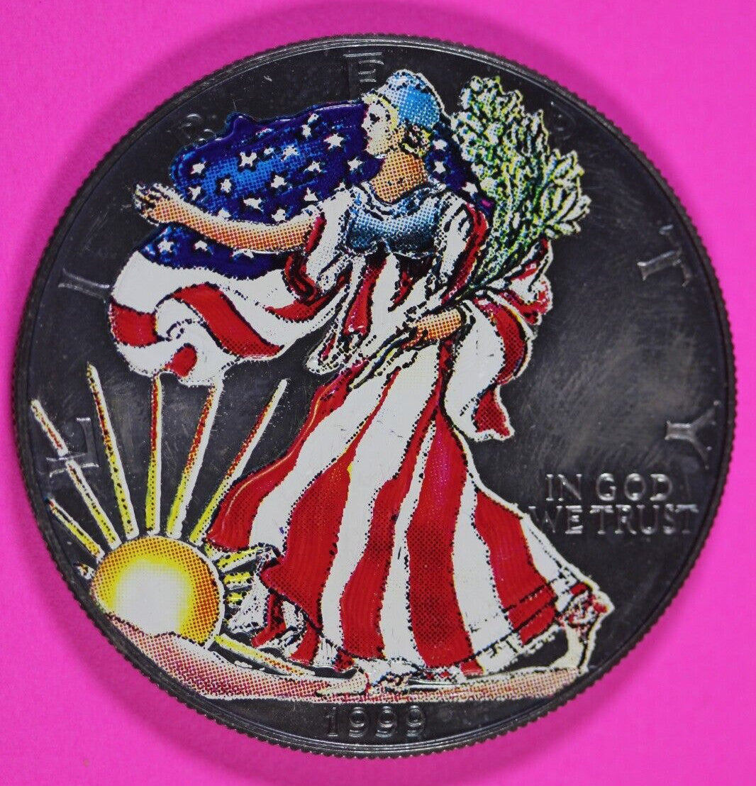 Colorized 1999 American Silver Eagle 1 Ounce .999 Fine Exact Coin Shown 155