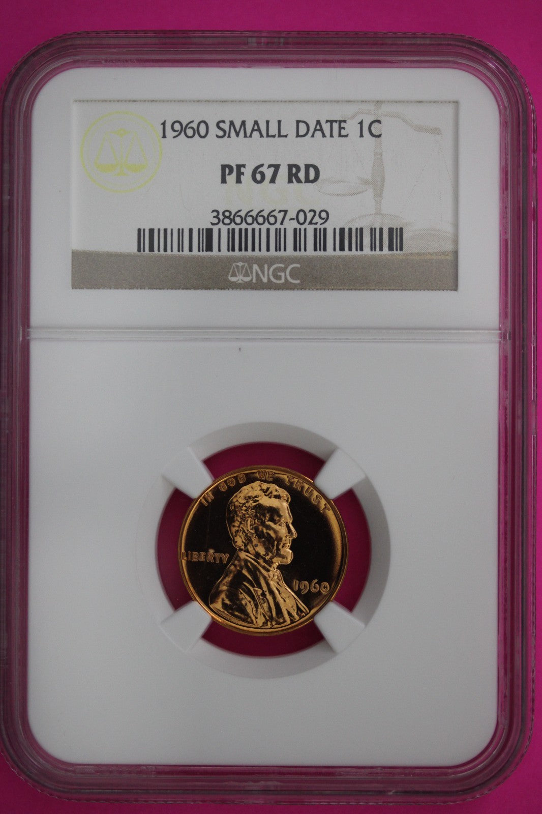 1960 Small Date PF 67 Red Lincoln Memorial Cent Proof Coin NGC Certified 302