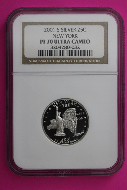 2001 S PF 70 New York Silver State Quarter NGC Certified Authentic Slab 449