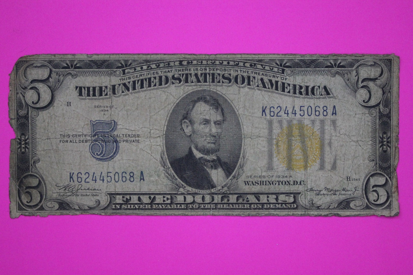 1935 A $5 Five Dollars Silver Certificate FR 2307 Made For North Africa Use 26