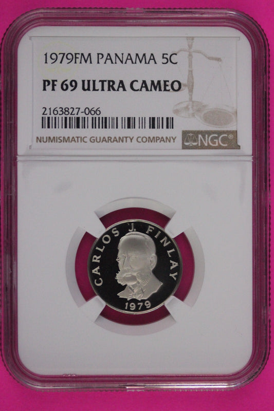 1979 Panama PF 69 Ultra Cameo Proof  5 Centesimos NGC Certified Graded Slab 847