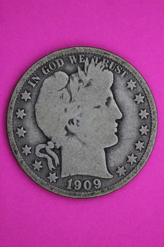 1909 O Barber Liberty Silver Half Dollar Guaranteed Authentic Genuine Coin 2287