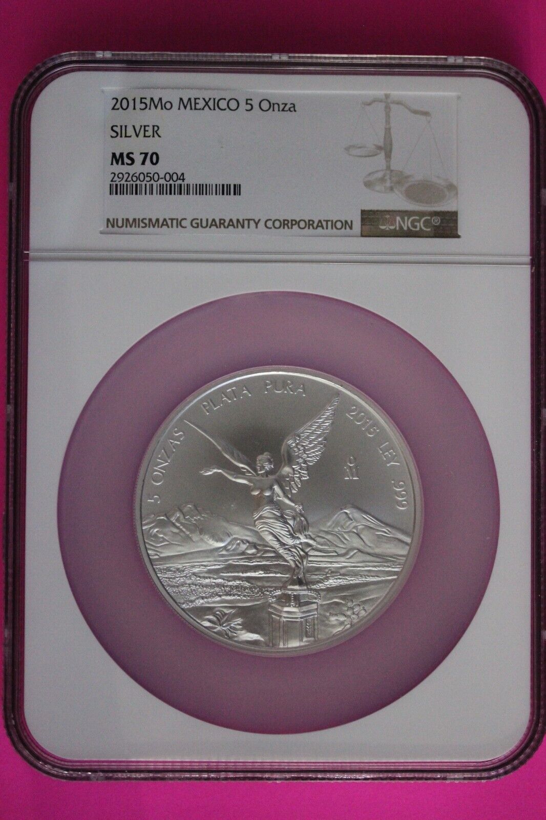 Top Pop 2015 Mo MS 70 Mexico Libertad 5 Onza 5 OZ Silver NGC Graded Slab 7035
