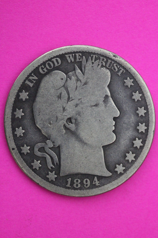 1894 S Barber Liberty Half Dollar Silver Coin Scarce Semi Key Date Genuine 0426N