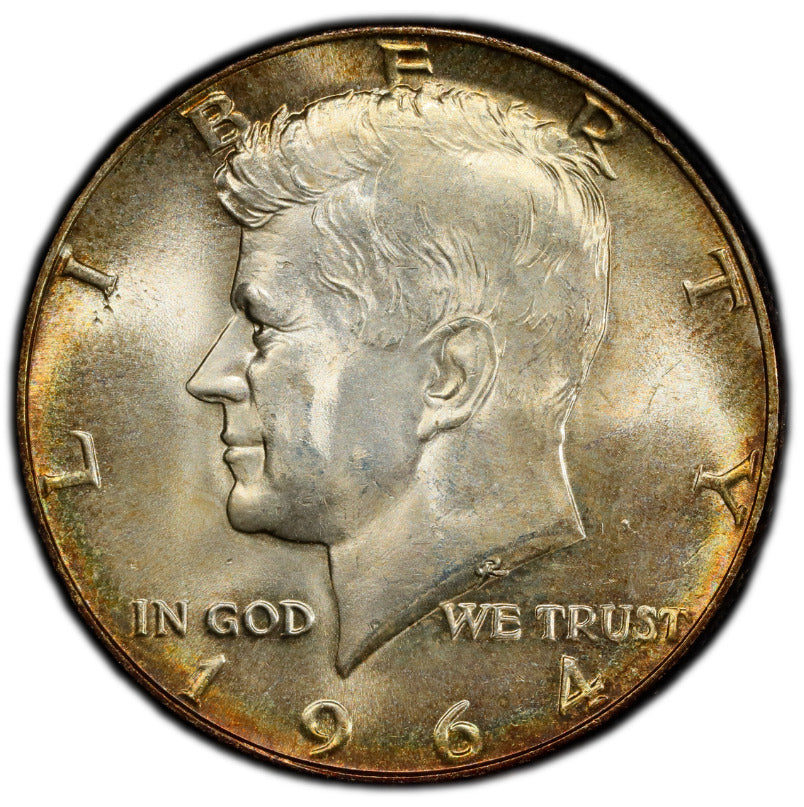 Toned 1964 P Silver MS 65 John F Kennedy Silver Half Dollar PCGS Graded 325