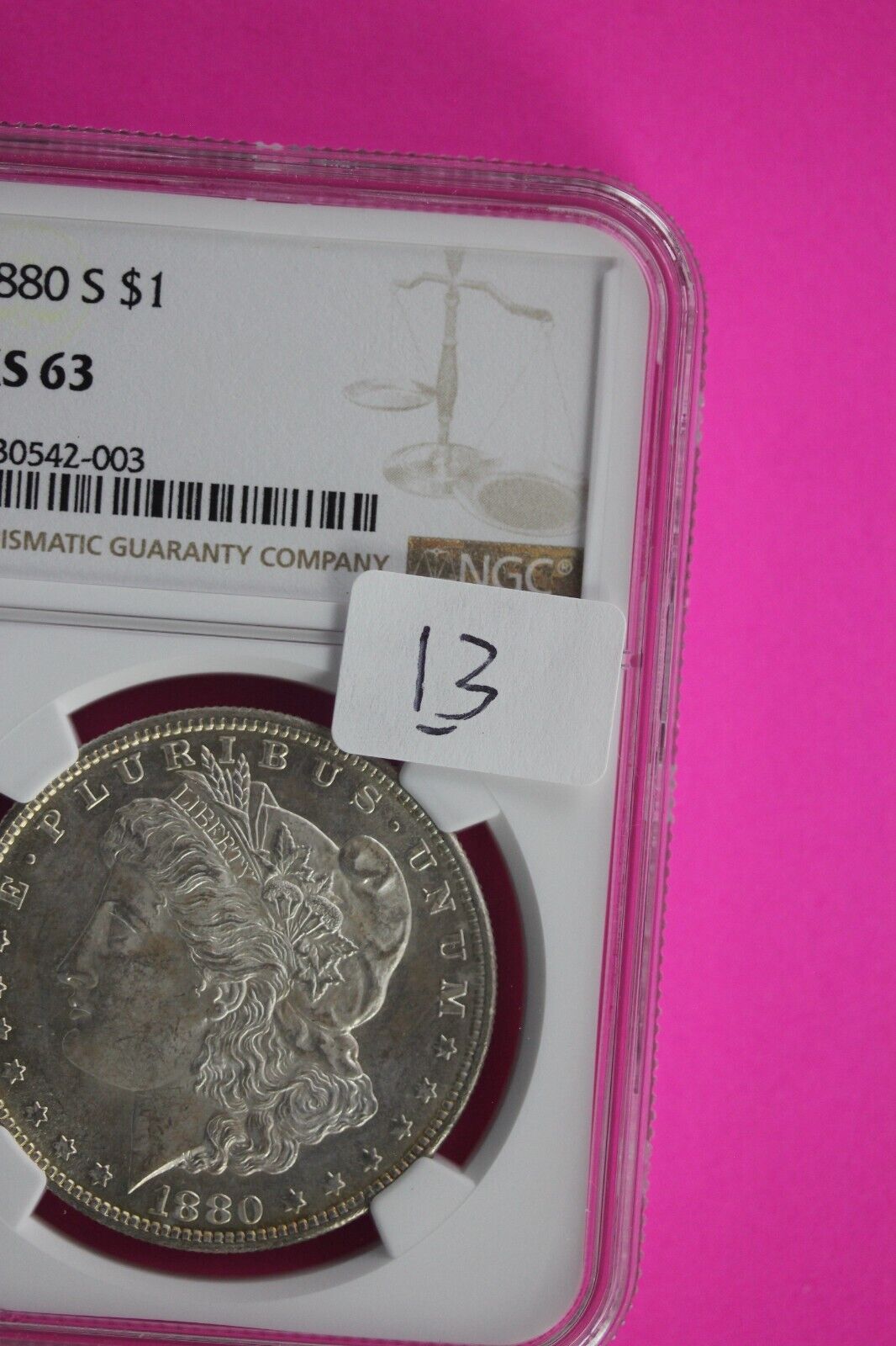 1880 S MS 63 Liberty Morgan Silver Dollar NGC Certified Graded Authentic Slab 13