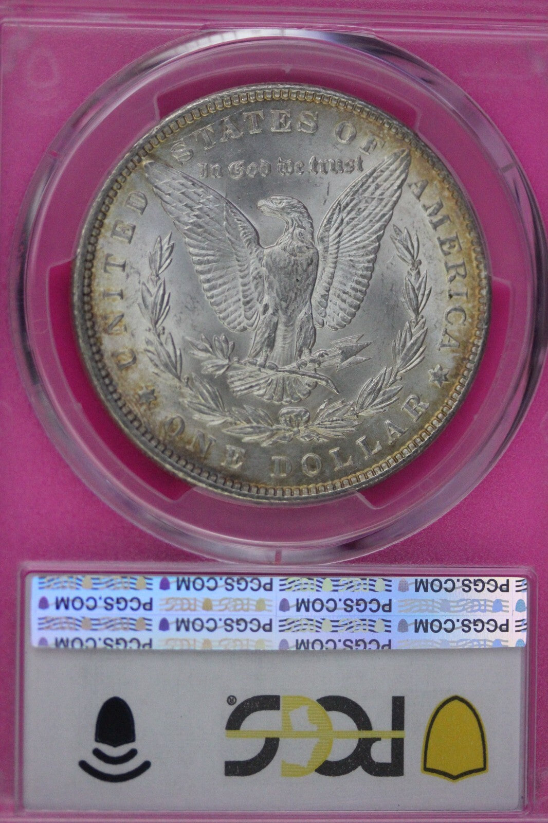 Toned 1889 P MS 63 Morgan Liberty Silver Dollar PCGS Certified Slab 33