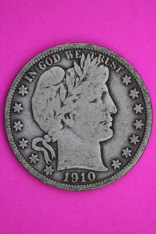 1910 P Barber Liberty Silver Half Dollar Guaranteed Authentic Genuine Coin 2339